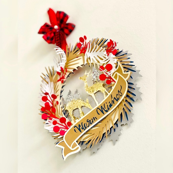 Mini 3D Wreath/ Hanging Wall Decor Multi Purpose Christmas Decor - Picture 5 of 5